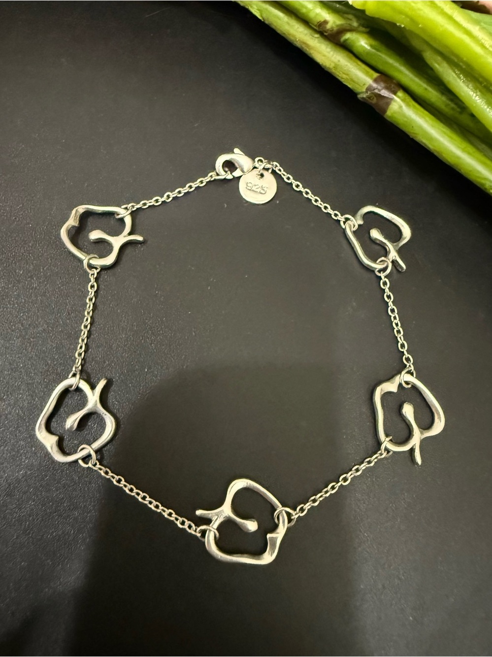 925 Sterling Silver Open Apple Station Bracelet